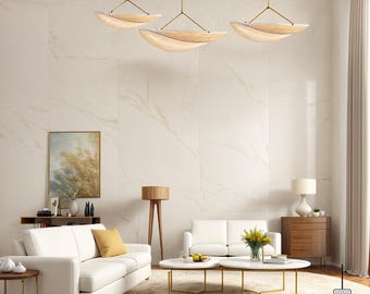 Wabi-Sabi Silk Pendant Light - Japandi Minimalist Hanging Lamp, Warm Glow Curved Chandelier, Nordic Elegant Ceiling Fixture, Handmade Decor