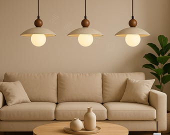 Minimalist Stone Pendant Light – Natural Ceiling Lamp for Kitchen, Dining Room, or Living Room – Warm Modern Hanging Lighting, Wabi Sabi