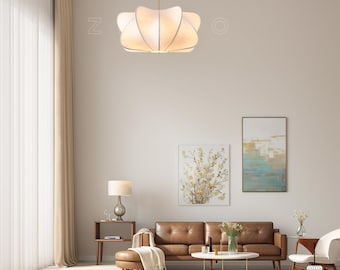 Zen Inspired Wabi Sabi Pendant - Soft Glow Japandi Hanging Lamp, Minimal Luxe Chandelier for Cozy Home & Entryway, Cozy Ambient Lamp
