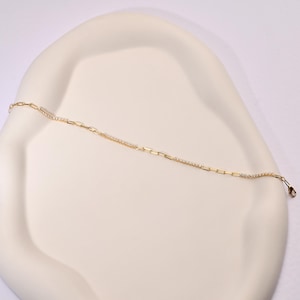 Minimalist Thin Chain Gold Bracelet, Dainty Paperclip Bracelet, Layering Gold Bracelet, Stackable Gold Bracelets for Women, 14K Gold Bangle