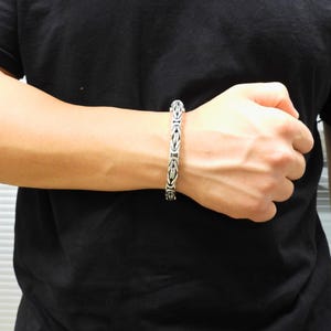 925 Sterling Silver King Chain Bracelet, Handmade Square Byzantine Chain, Gold Jewelry for Men, Gift for Him, Bali Oxidized Antiqued Chain