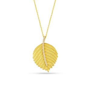 14K Gold Dainty Leaf Necklace, Autumn Necklace, Nature Jewelry, Minimalist Flower Necklace, Lucky Clover Charm Necklace, Olive Leaf Necklace