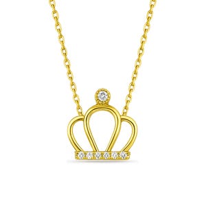 14k Gold Crown Necklace, Queen Crown, Dainty Crown Necklaces for Women, Rose Gold Princess Necklace, Tiny Crown Charm, Kingdom Jewelry