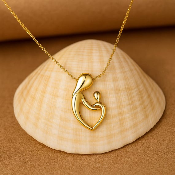 Mom and Baby Gold Necklace, Newborn Gift for Mom, Dainty Gold Family Jewelry, Baby Shower Gift, Mothers Day Gift, Birthday Gifts for Mom