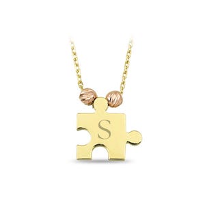Personalized Puzzle Necklace, Custom Name Necklaces for Her, Friendship Letter Necklace, Puzzle Piece Necklace, Engraved Jewelry for Couples