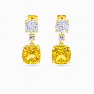 Sterling Silver Citrine Dangle Earrings, November Birthstone, Crystal Earrings, Wedding Jewelry, Drop Earrins for Her, Stud Earrings for Mom