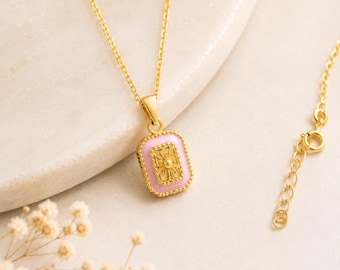 14K Gold Rose Quartz Necklace, Natural Rose Quartz Pendant, Pink Crystal Jewelry, Dainty Birthstone Necklace, Genuine Rose Quartz Jewelry