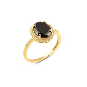 Black Onyx Solitaire Ring, Natural Onyx Stacking Gold Jewelry, 14K Solid Gold Engagement Ring, Birthstone Wedding Band, Black Agate Jewelry