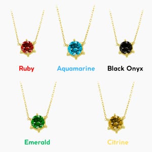 Custom Birthstone Gold Necklace, 14K Solid Gold Diamond Necklace, Personalized Jewelry, Brilliant Cut Solitaire Necklace, Tiny Gold Necklace