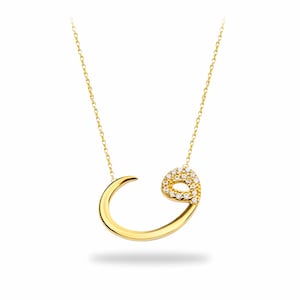 Vav Necklace, 14K Solid Gold Necklace for Muslims, Ayetel Kursi, ALLAH Necklace, 18K Islamic Jewelry, Eid Gifts, Arabic Name Necklace