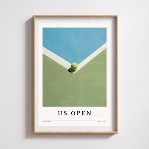 US Open Tennis Print, Digital Grand Slam Poster, Abstract New York Sports Wall Art, Minimalist Tennis Decor, Printable Athletic Artwork