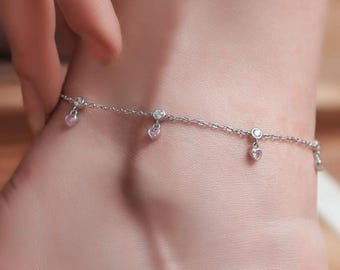 Rosa Herz-Fußkettchen – Zartes Sommer-Strandschmuck-Geschenk für Damen