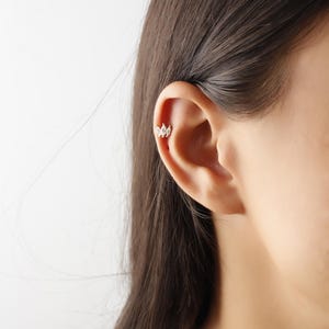 14K Solid Gold Marquise Tragus Earring, Minimalist Cartilage Jewelry, Dainty Diamond Piercing Stud, Elegant Gift For Her, Gold Jewelry