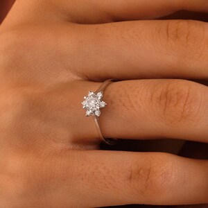 14K White Gold Diamond Ring, 0.60 Carat Round Cut, Classic Solitaire Engagement Ring, Fine Jewelry, Anniversary Or Wedding Gift For Her