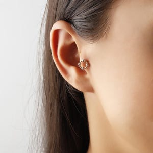 14K Solid Gold Circle Tragus Earring, Minimalist Cartilage Jewelry, Dainty Piercing Stud, Unique Gift For Her, Everyday Gold Jewelry