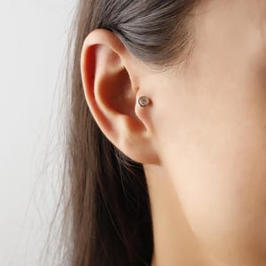 14K Solid Gold Tragus Earring, Minimalist Cartilage Jewelry, Dainty Gold Piercing Stud, Elegant Gift For Her, Everyday Jewelry