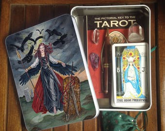 Jumbo Tarot Tin or Travel Altar, The Morrigan, Tin Only Other Items Not Included