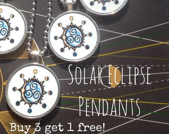 Solar Eclipse Sigil, Buy 3 Get 1 Free, Bezel Amulet with Free Ball Chain by Mickie Mueller FREE cord