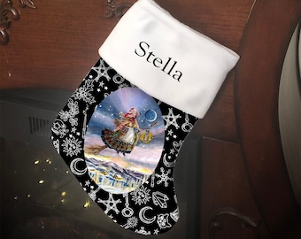 La Befana, Yule Art, Satin Holiday Stocking