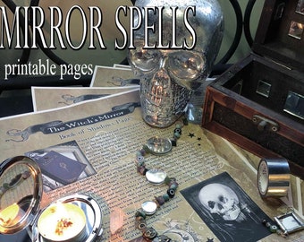 Printable Grimoire, Book of Shadows Pages, Mirror Magic 10 pages Plus Cover Page