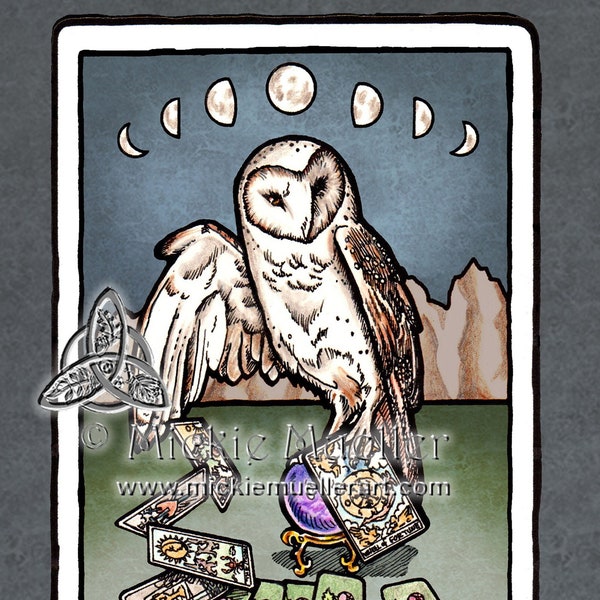 Barn Owl, The Card Reader, Tarot Art, Open Edition