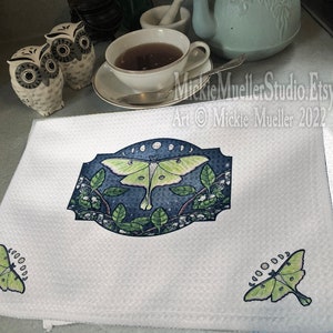 Tea Towel, Luna Moth, Waffle Weave Microfiber - Gift Idea