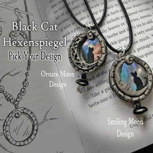 Pre-Order for Black Cat Hexenspiegel Witch's Mirror Pendant Free Cord Included Shipping by