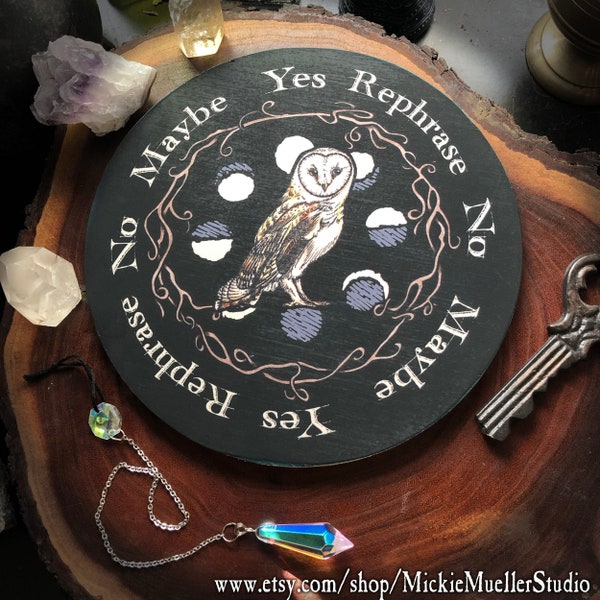 Pendulum Board, Moonlight Owl Design, FREE Pendulum Included
