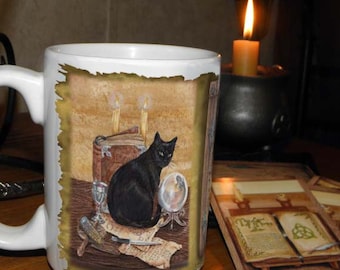 Magical Black Cat 15 oz coffee mug