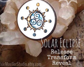 Solar Eclipse Sigil Bezel Amulet with Free Ball Chain by Mickie Mueller FREE cord