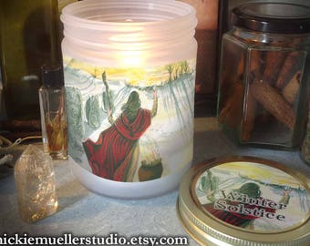 Winter Solstice Candle Jar, Blessed Candle Included