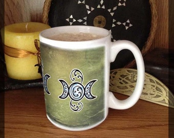 Triple Goddess Moon Symbol  15 oz coffee mug