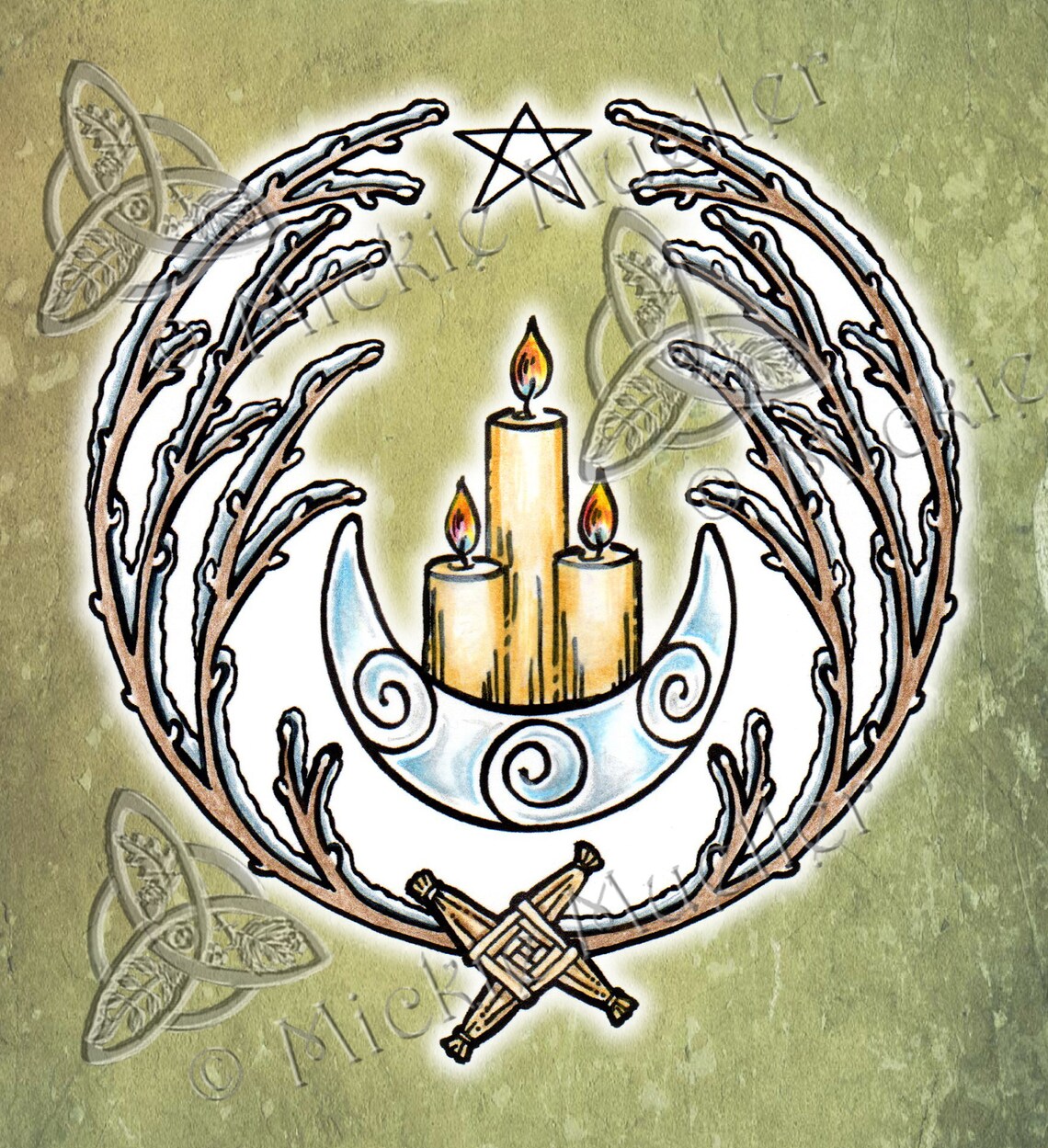 Imbolc Candles and Branches Oval Tile Wall Hanging by Mickie Etsy