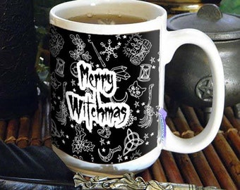Merry Witchmas, Witchy Symbols 15 oz coffee mug