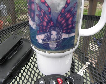 Polymer Travel Mug Fantasy Crimson Wings Fairy Dude