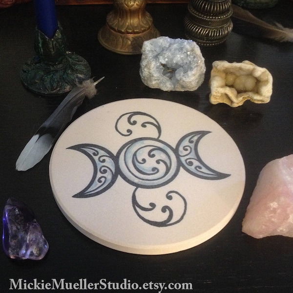 Sandstone Triple Moon Altar Tile