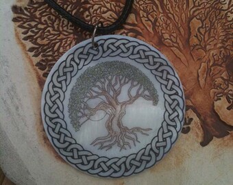 Moon Tree Mother of Pearl Amulet by Mickie Mueller FREE cord