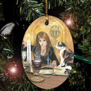 Sorceress and Cat, Magic is Afoot Car Charm / Ornament