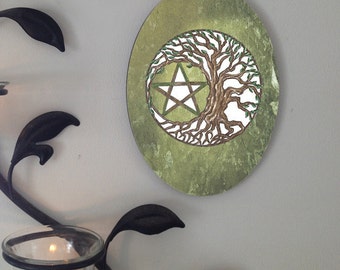 Tree Pentacle, Oval Tile Wall Hanging