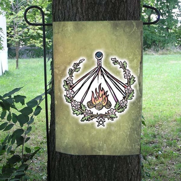 Beltane, Magick Meadow Version,  Flame and Thorn Garden Flag