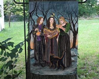 Bell, Book, and Candle, Art from the Cover of Circle, Coven and Grove, Garden Flag