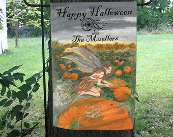 Pumpkin Fairy Personalized Halloween Garden Flag