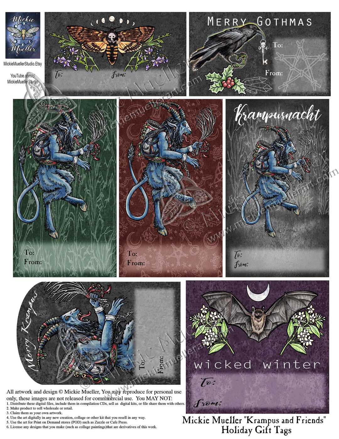 Krampus and Friends Printable Gift Tags - Etsy