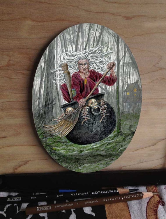 Baba Yaga Colgante de de azulejos ovalados - Etsy España