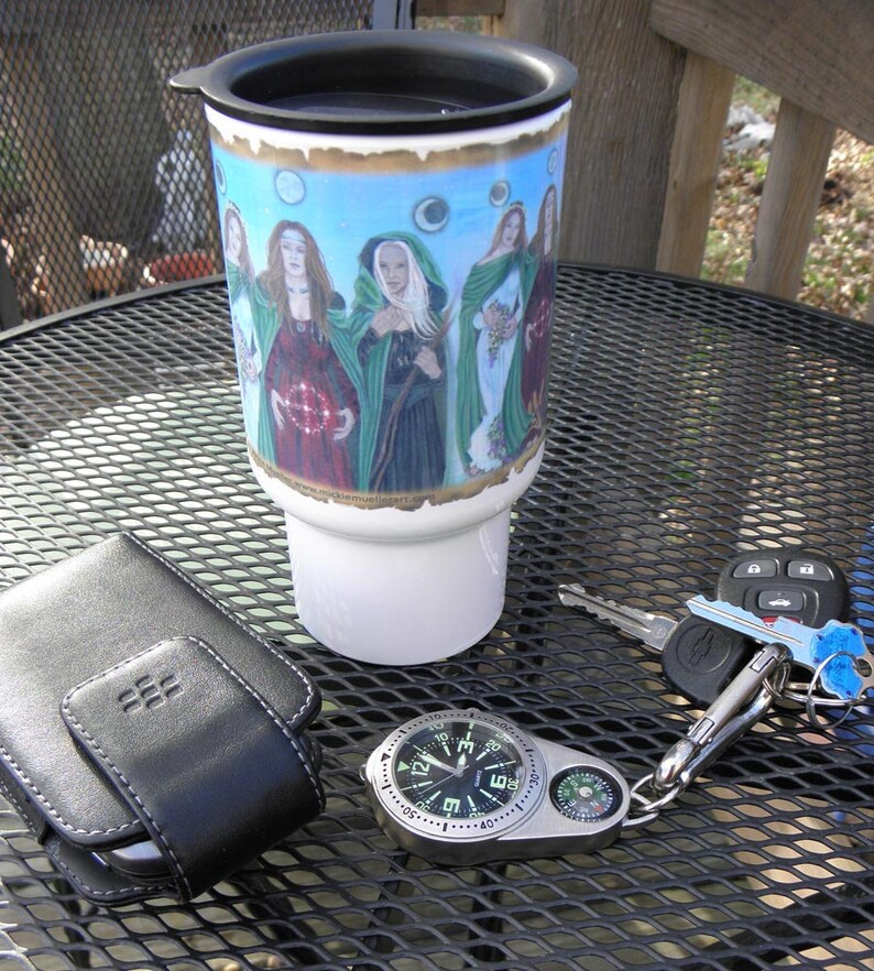 Polymer Travel Mug Fantasy Art Triple Goddess image 2