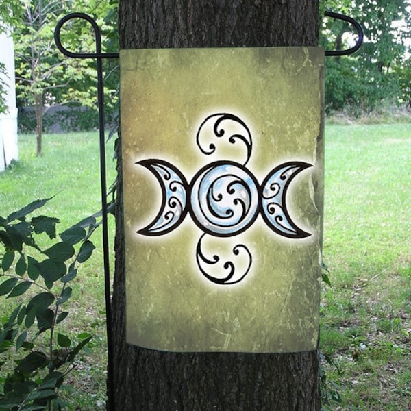 Triple Goddess Moon Pentacle Garden Flag