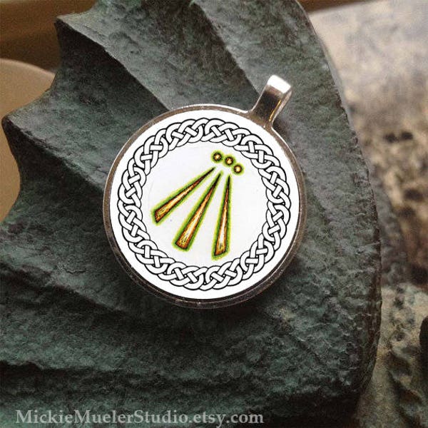Awen, Druid Amulet Bezel Amulet With Free Ball Chain Necklace FREE cord