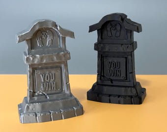 Funny Tombstone Desk Decor “YOU WIN” – 3D Printed Gothic Grave Marker for Halloween, Gamer Gift or Dark Humor Decoration