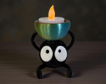 Joli bougeoir lutin de suie pour décoration de chambre d'anime, petit support pour bougie chauffe-plat, cadeau de dessin animé de style studio avec livraison gratuite, imprimé 3D