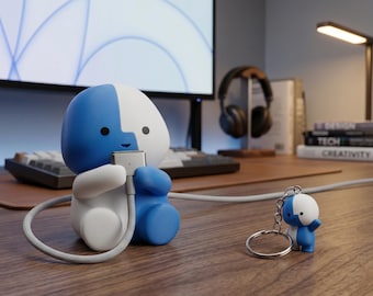 Lil Finder Guy - Impresión 3D / Soporte de carga decorativo / Figura de icono de computadora / Decoración tecnológica profesional y regalo para geeks